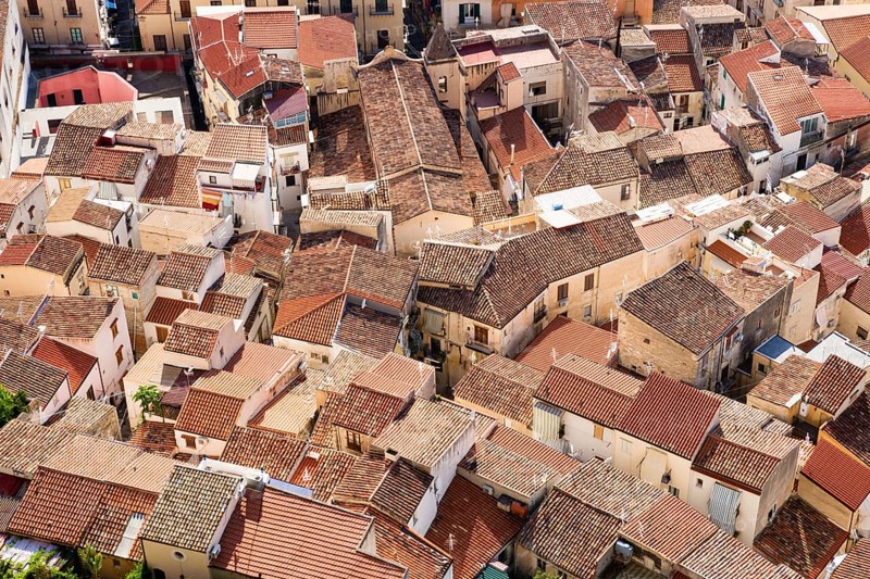View from Rocca di Cefalu on the roofs of the historic centre