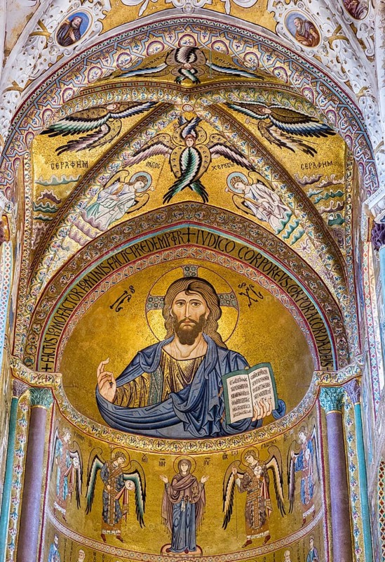 Christ Pantocrator mosaic in Byzantine style