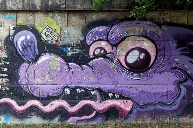 Purple comic crocodile