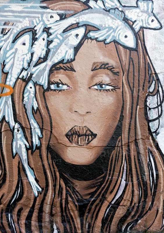 Mermaid with fish in hair