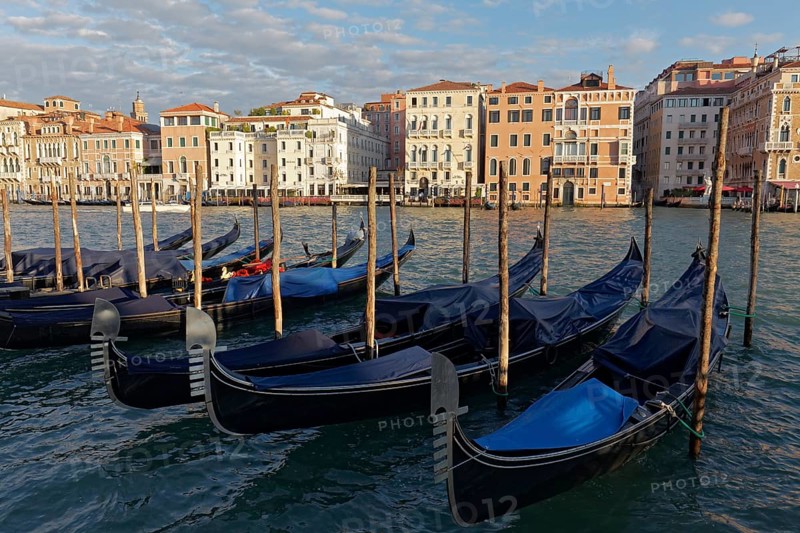 Grand Canal in the morning light with gondolas and Palazzi