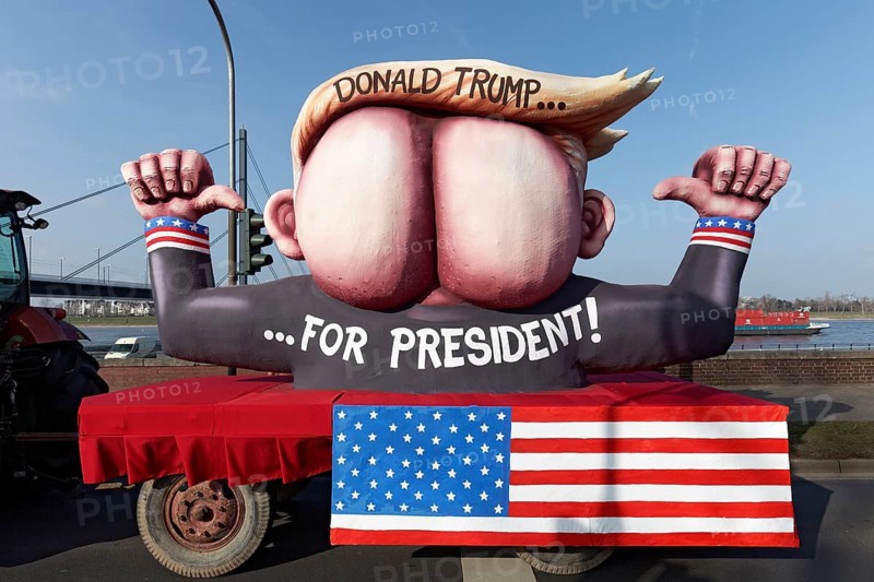 Presidential candidate Donald Trump as an ass with quiff