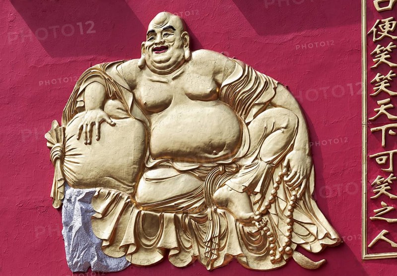 Laughing Buddha with stuffed alms-bag