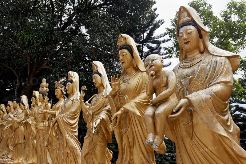 Statues of the Buddhist goddess Gunayin or Kwan Giu or Kwun Yam