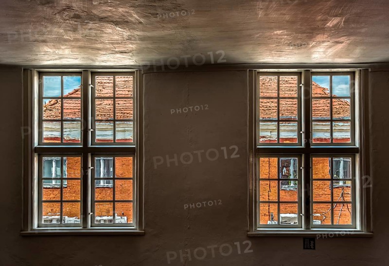 Lattice windows in a restored old building
