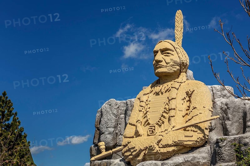Sitting Bull figure made of lego bricks