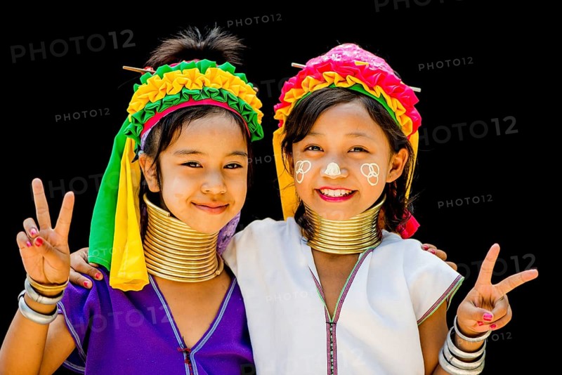 Two Kayan hill tribe girls