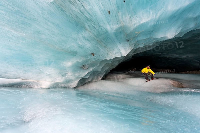 Snowboarding in the ice cave