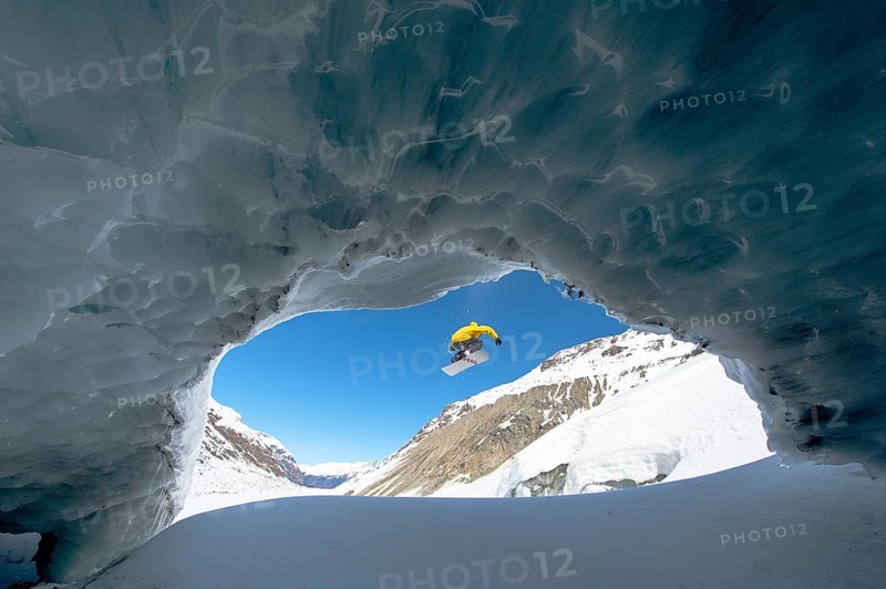 Snowboarding in the ice cave