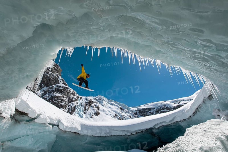 Snowboarding in the ice cave