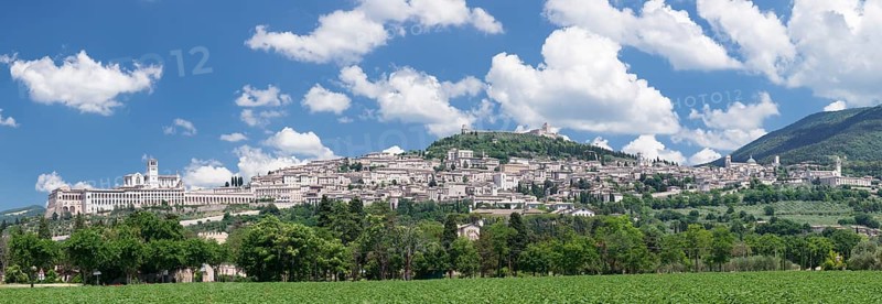 Assisi with Basilica of San Francesco and the Rocca Maggiore