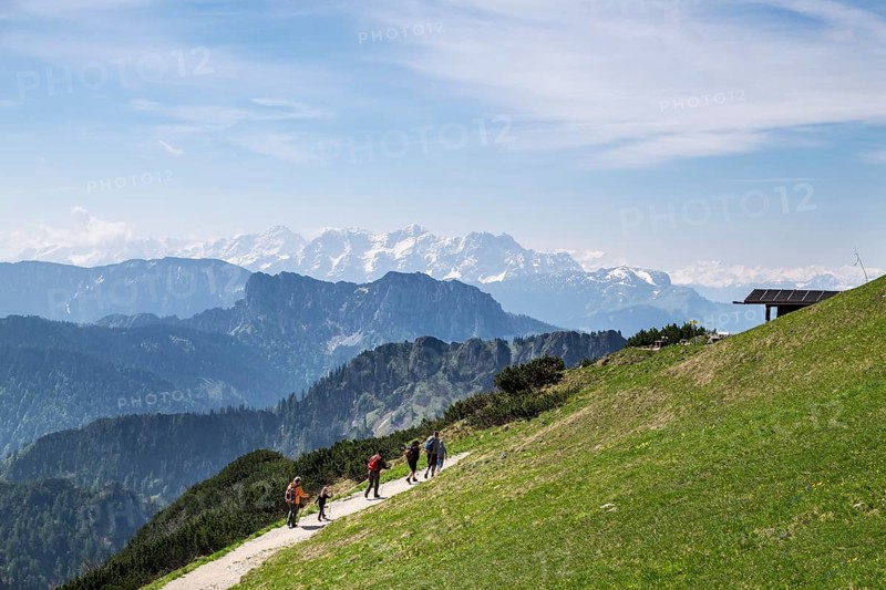 Views from Hochfelln mountain southwards with Horndlwand and Loferer Steinberge mountains