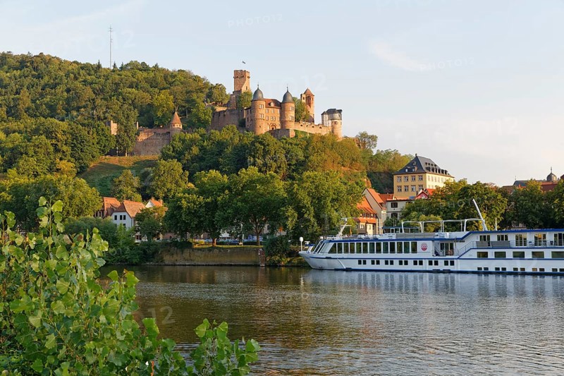 View from Kreuzwertheim in Lower Franconia of the Main at Wertheim Castle