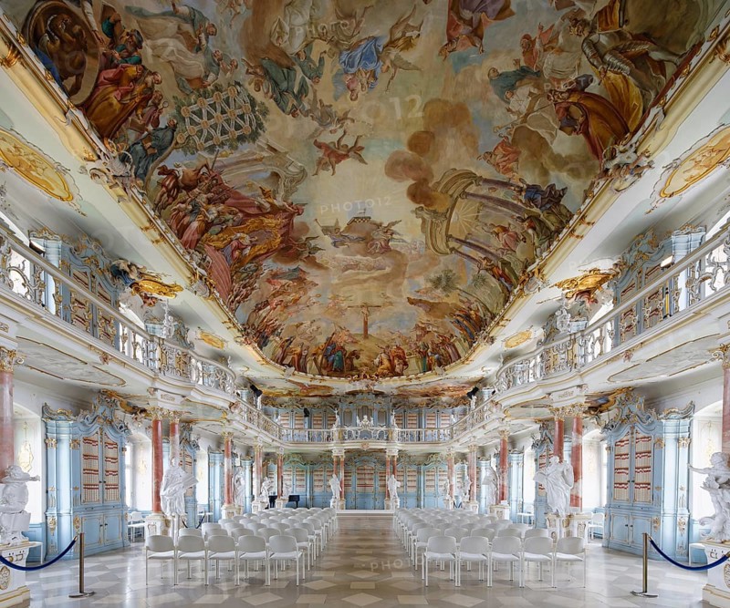 Rococo library with ceiling fresco