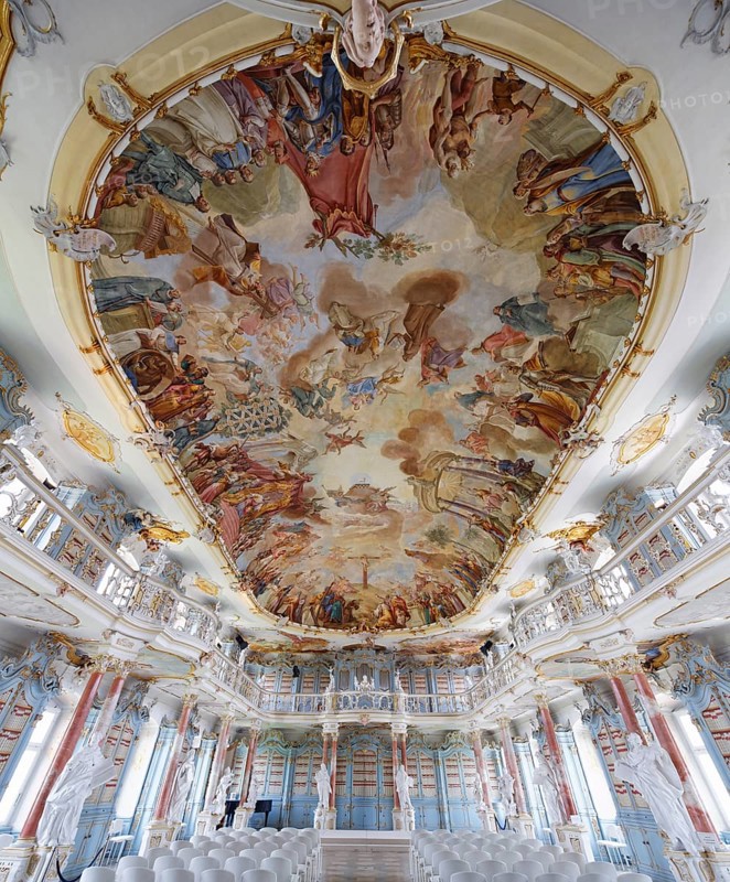 Rococo library with ceiling fresco