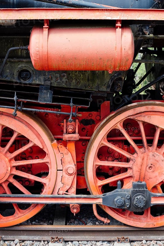 Detail of a DR-series 52 steam locomotive