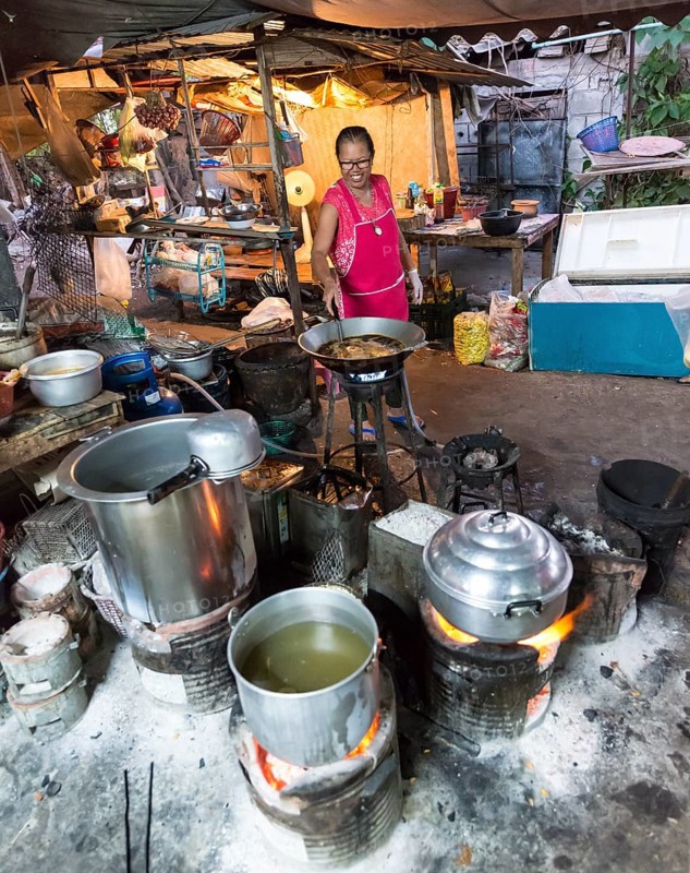 Thai woman preparing food