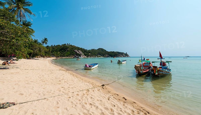 Longtail boats on the sandy beach