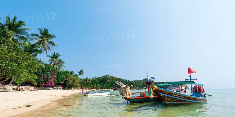 Longtail boats on the sandy beach
