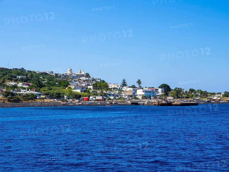 Isola Stromboli with the village of Stromboli
