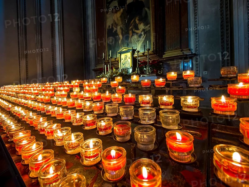 Many votive candles in Salzburg Cathedral