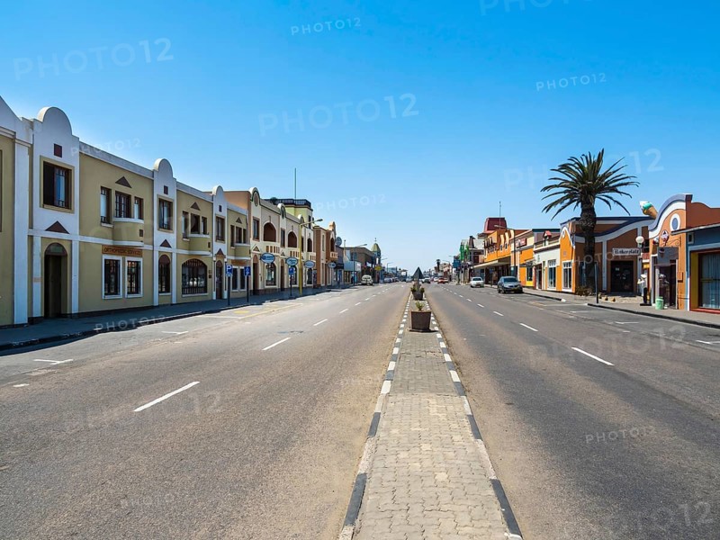 Street scene with old colonial houses in the Sam Nujoma Ave