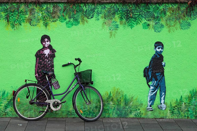 Painted wall and bicycle
