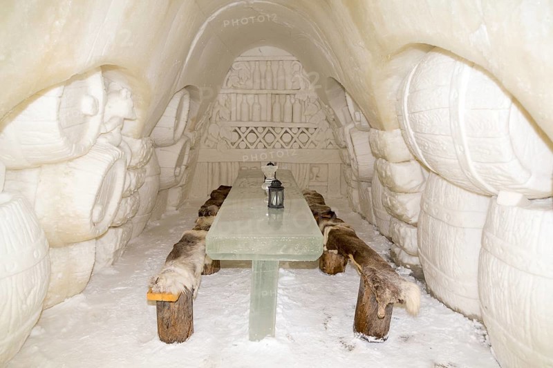 Dining room in the ice hotel