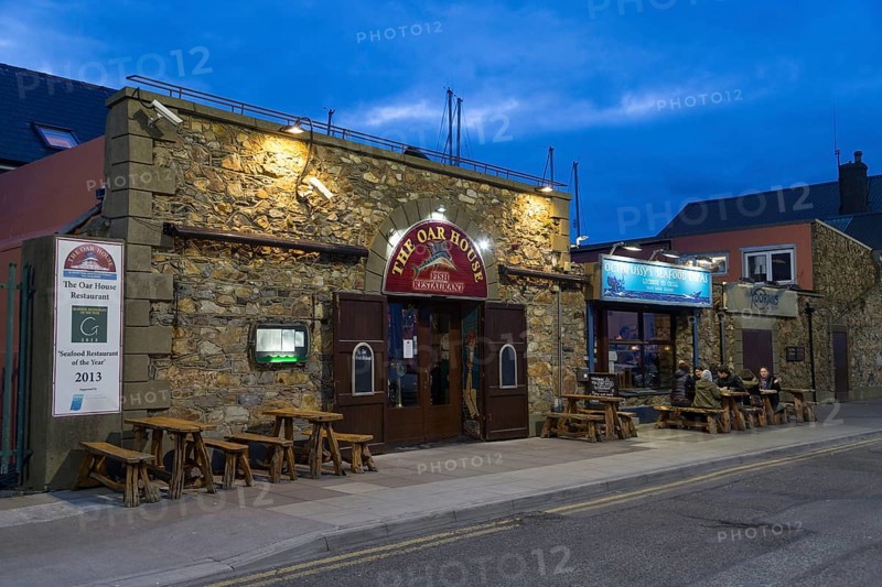 Historical fish restaurant at the blue hour