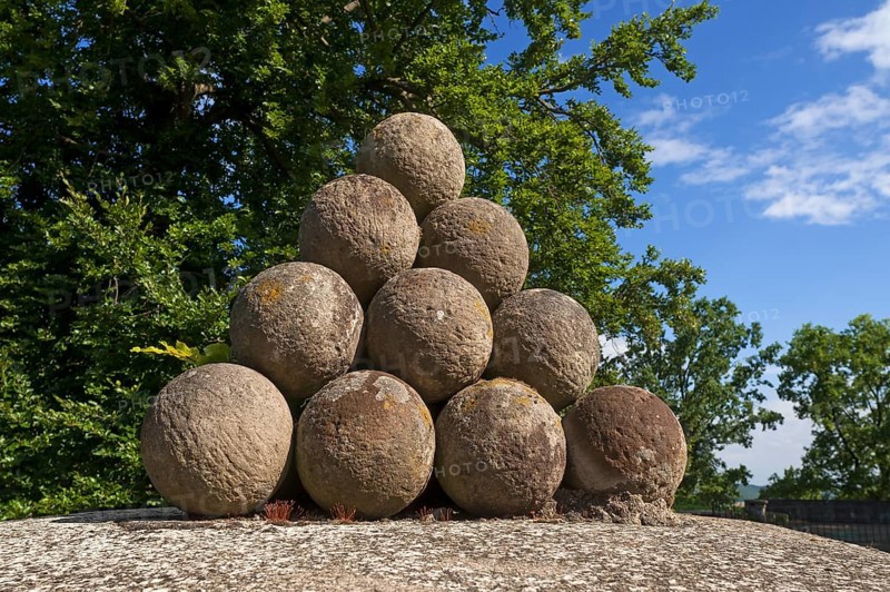 Replica of cannonballs at Konigstein Castle