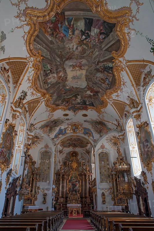 Interior with the altar of the school church