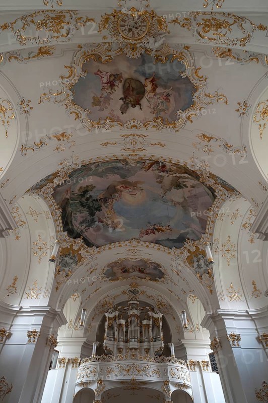 Ceiling fresco and organ loft of the late Baroque monastery church