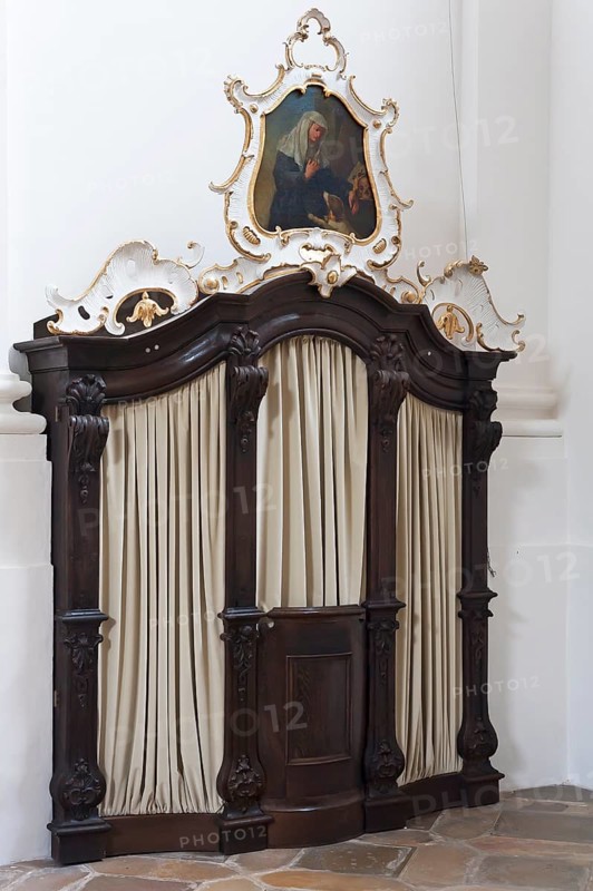 Confessional in the late Baroque monastery church