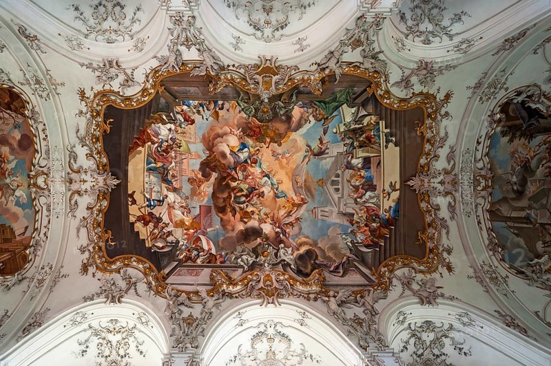 1736 ceiling fresco by Johann Georg Bergmuller Baroque Marienmunster