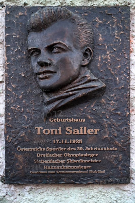 Memorial plaque at the birthplace of the skier Toni Sailer
