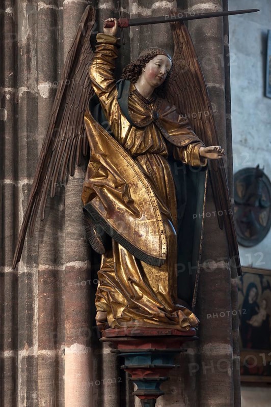 Colored sculpture of the Archangel Michael