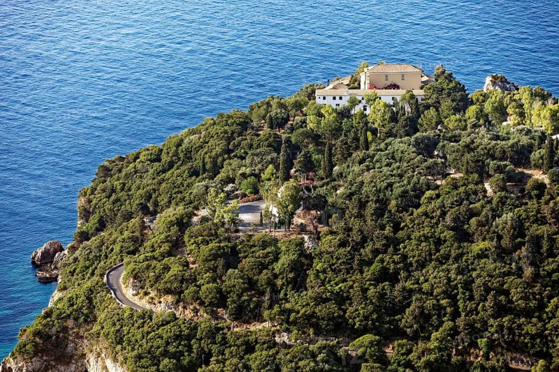 Monastery hill with monastery of Panagia Theotokos tis Paleokastritsas or Panagia Theotokos