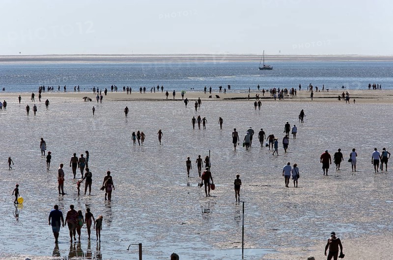 Strollers walking at low tide on the foreshore