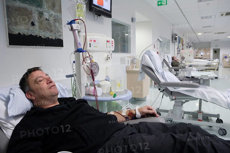 Patient during outpatient dialysis in the dialysis center of the Dominikus Krankenhaus hospital