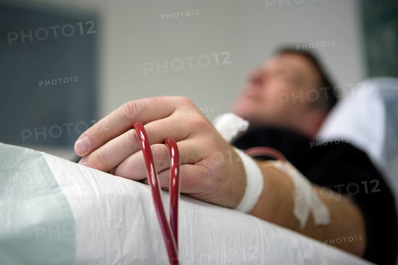 Patient during outpatient dialysis in the dialysis center of the Dominikus Krankenhaus hospital