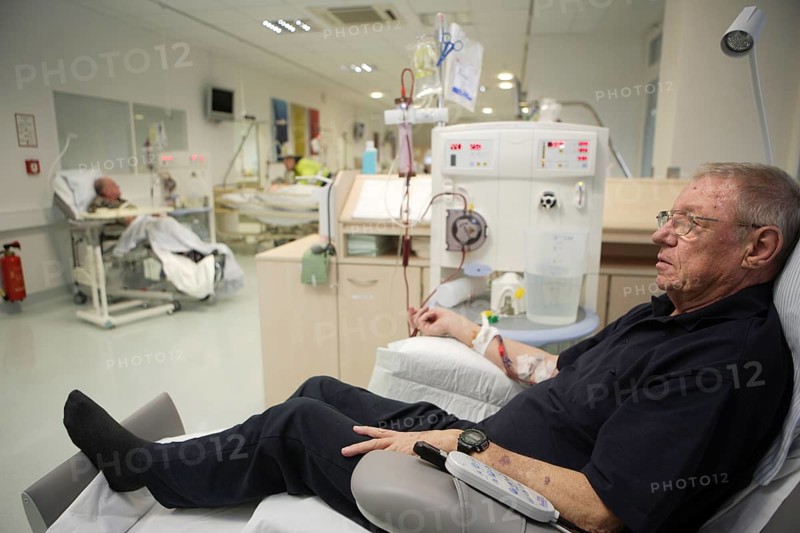 Patient during outpatient dialysis in the dialysis center of the Dominikus Krankenhaus hospital