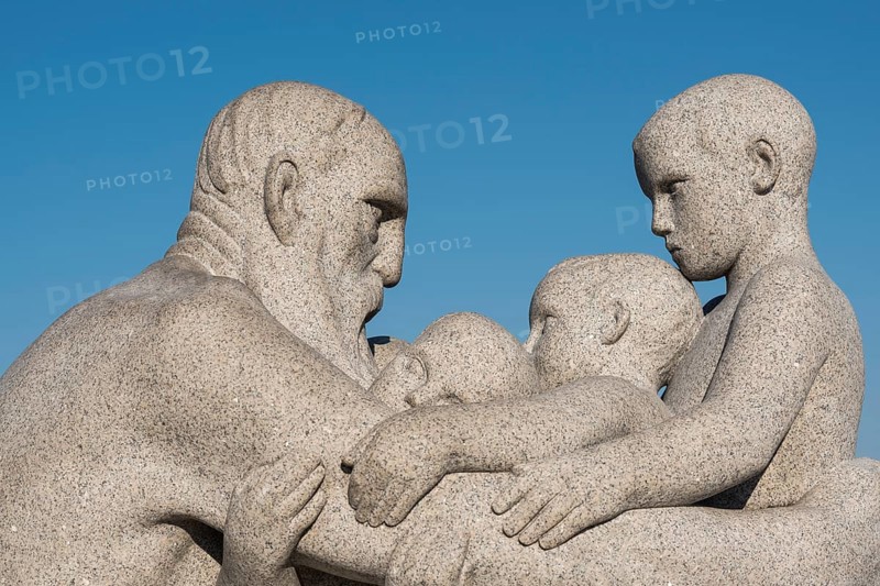 Old man and three children
