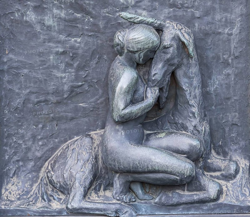 Young woman and unicorn