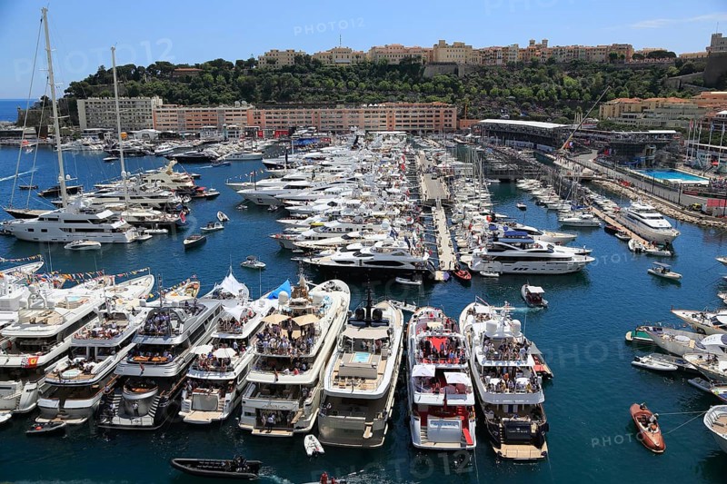 View of Port Hercule with yachts during the Formula 1 Grand Prix 2015