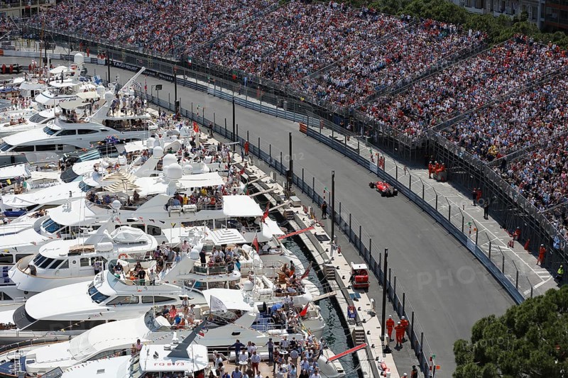 Yachts and grandstands at the racetrack