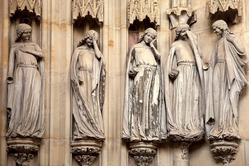Five foolish virgins in the interior of the Cathedral of Magdeburg