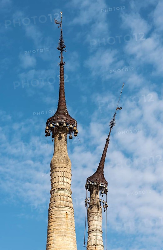 Detail of crumbling stupas