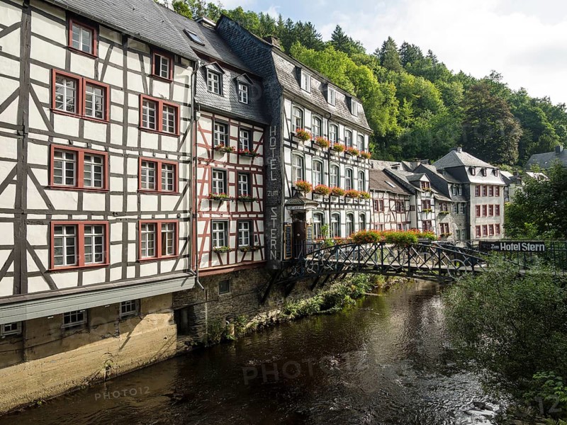 Old half-timbered houses on the river Rur