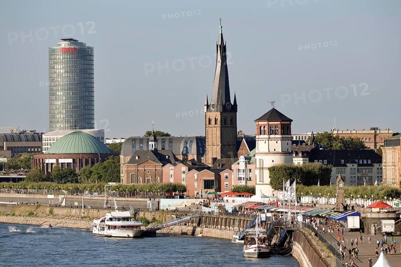 Banks of the River Rhine in Dusseldorf's historic centre