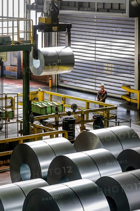 Steel coils in a warehouse